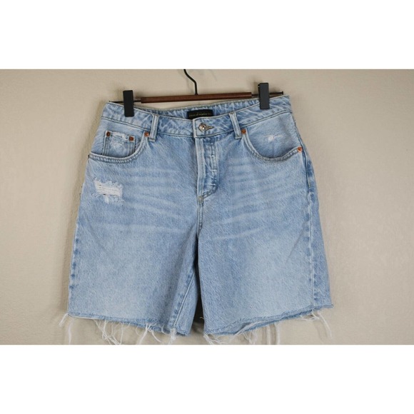 House of Harlow 1960 Womens Distressed Denim Short Size 26 Mid-Rise Light Blue - Picture 1 of 11